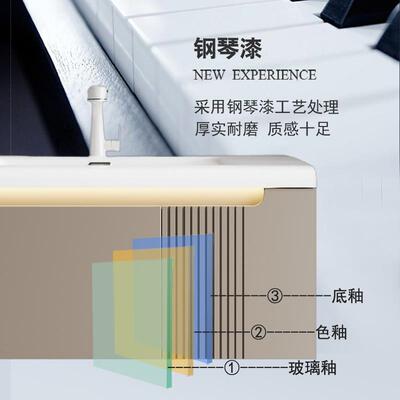 奶油风实木浴室柜组合陶瓷一体盆烤漆门板格栅一开门一抽屉2065