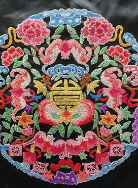京绣老绣片手工刺绣画芯牡丹葫芦祝寿礼品diy衣服包改造布多款入