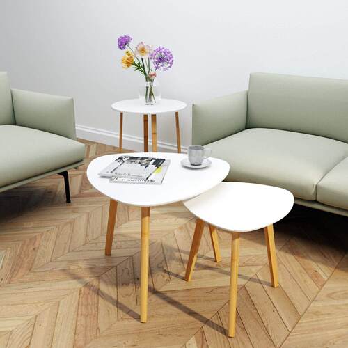 Bamboo Nesting Triangle End Table Coffee Table Side Table