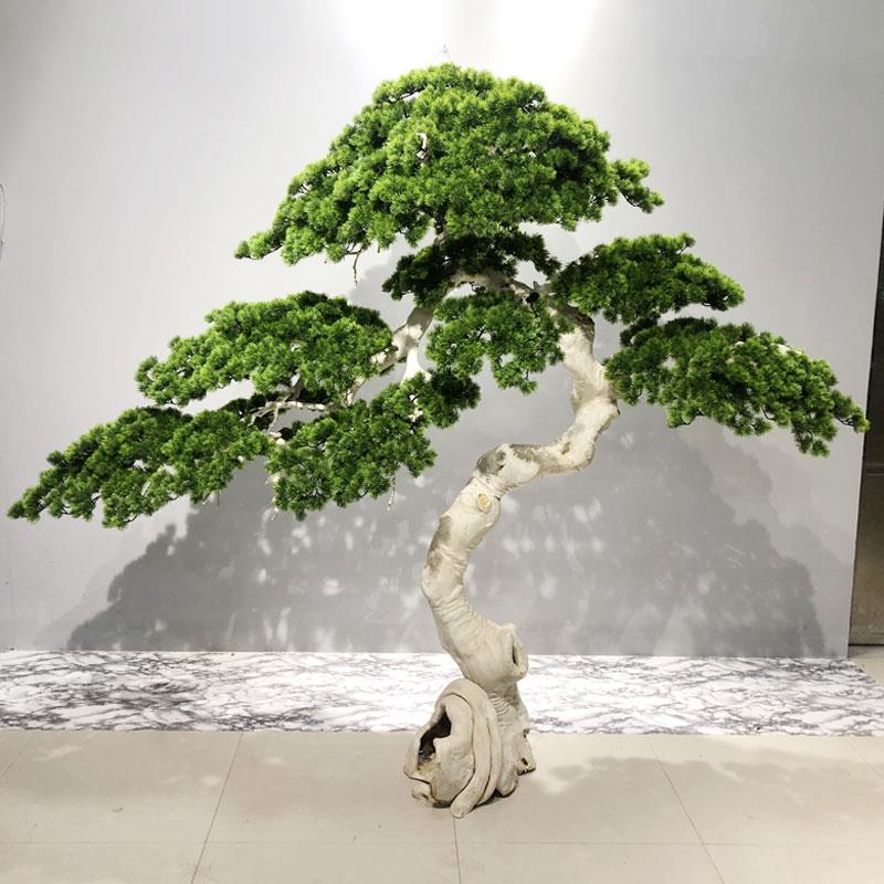 高端沉木迎客松仿真树假树古松树大型室内摆件新中式玄关装饰造景