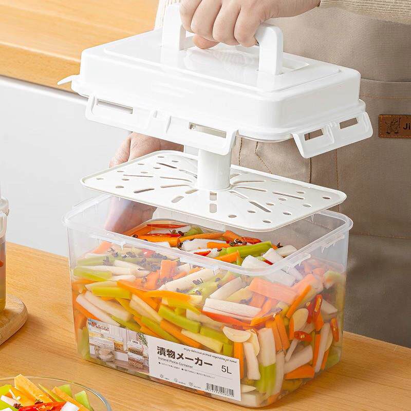 日本进口MUJIE大容量泡菜坛子食品级腌制泡爪容器咸菜鸡爪密封盒