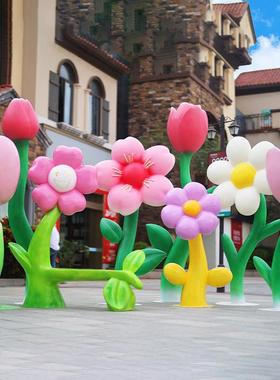 网红花朵座椅玻璃钢户外商业街创意打卡拍照景区美陈装饰大型摆件