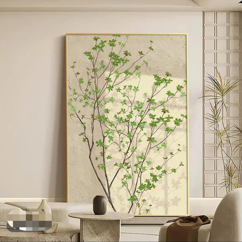原木风客厅装饰画小清新绿植玄关挂画大幅沙发背景墙壁画饭厅墙画