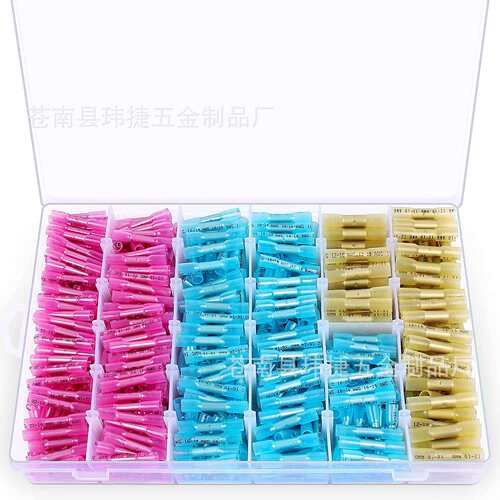 跨境660pcs热缩端子红蓝黄三色接线端子中间中接管端子套装