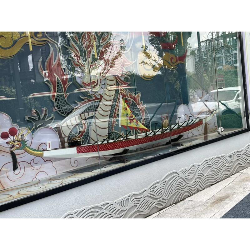 售楼部酒店室内木艺龙船镂空创意牛雕塑摆件工艺品装饰小品定制