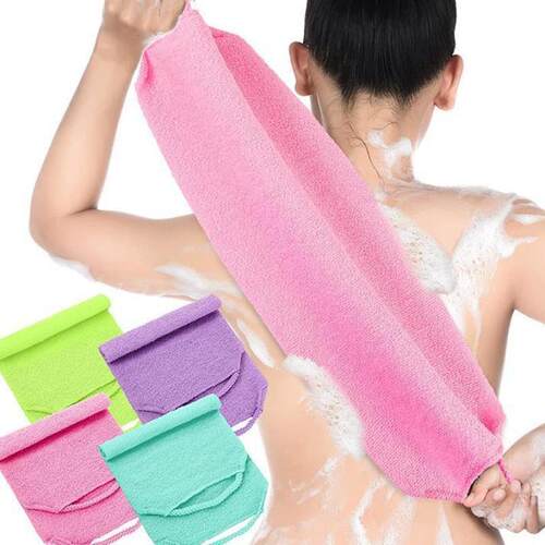 Bath Exfoliating Towel with Pull Rope, Nylon Bath Scrub for