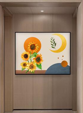 美SQ1003向日葵电表箱装饰画开式总闸遮挡电表箱推拉画液关压配电