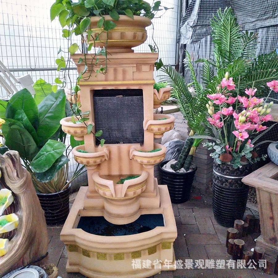 石雕小喷泉庭院花园流水生财摆件 创意茶壶造型喷水景观雕塑