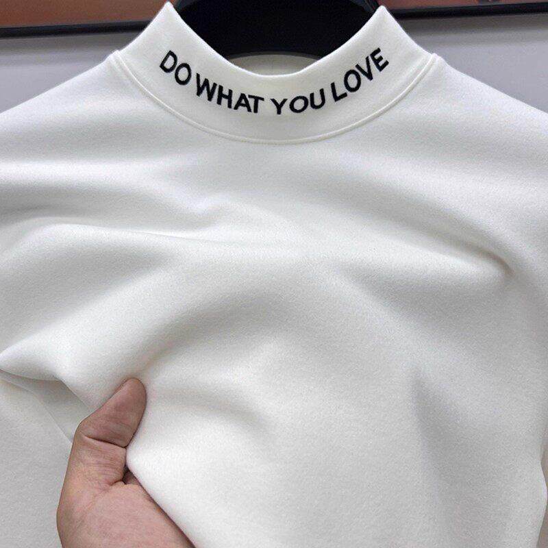 Roamix 绅度~德绒打底衫男半高领修身长袖加厚领子刺绣双面绒卫衣