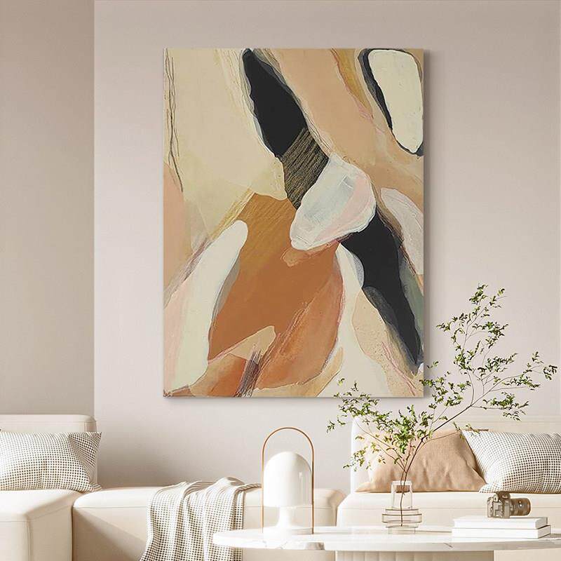 网红纯手绘油画风《山油与歌》侘寂奶.装饰画客厅级高感玄关抽象