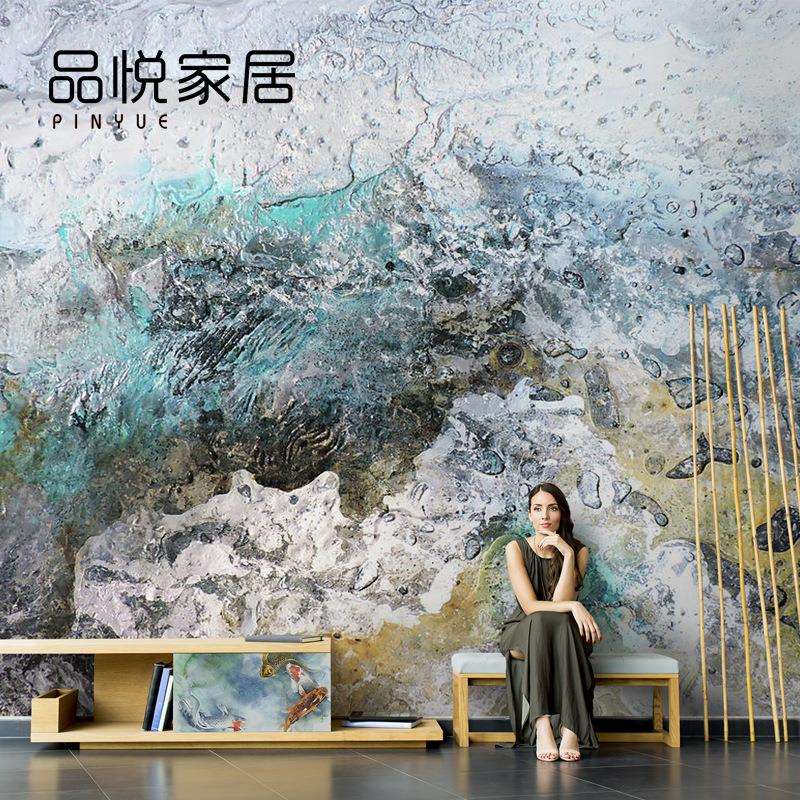 北欧复古抽象彩色旧墙面墙纸创意客厅电视背景墙壁纸卧室墙布壁画