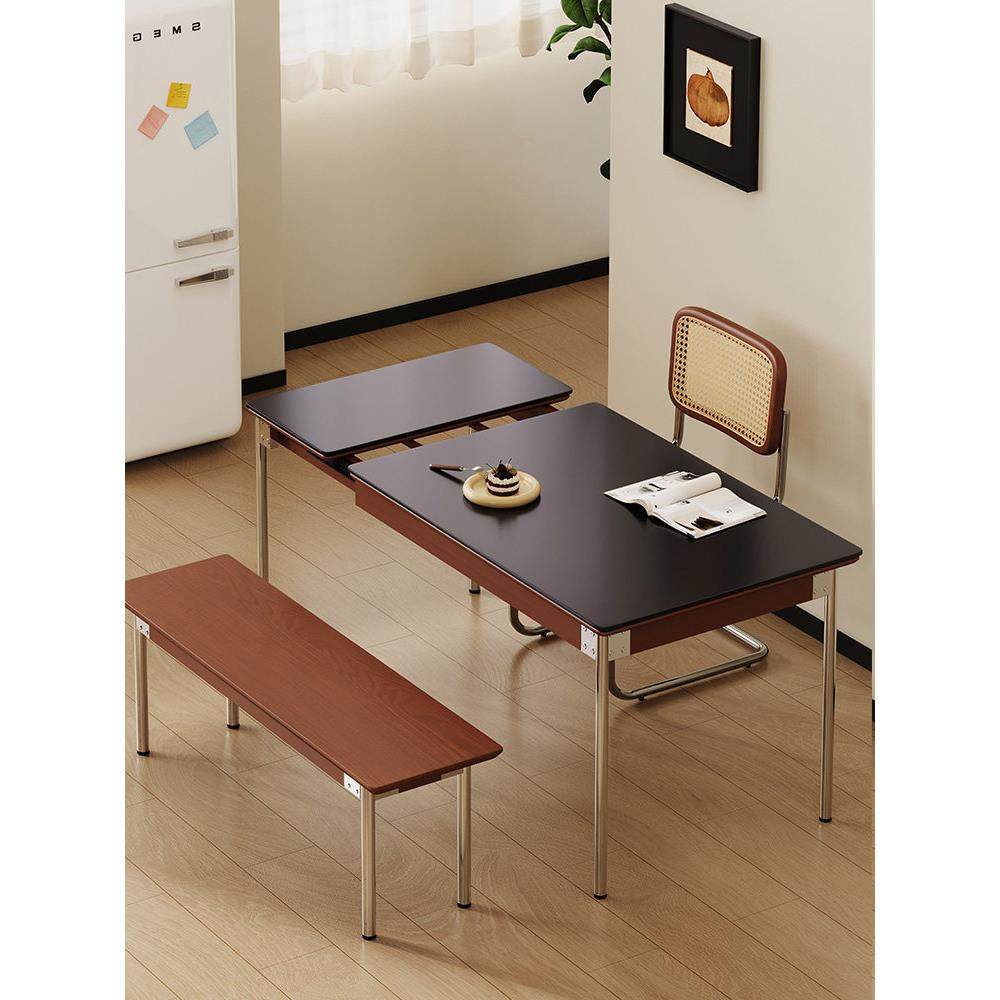 中世纪风格可伸缩板岩餐桌实木可折叠北欧日式小公寓餐桌餐桌和椅,住宅家具,岩板餐桌,淘宝优惠券,粉丝福利购,淘宝优惠卷