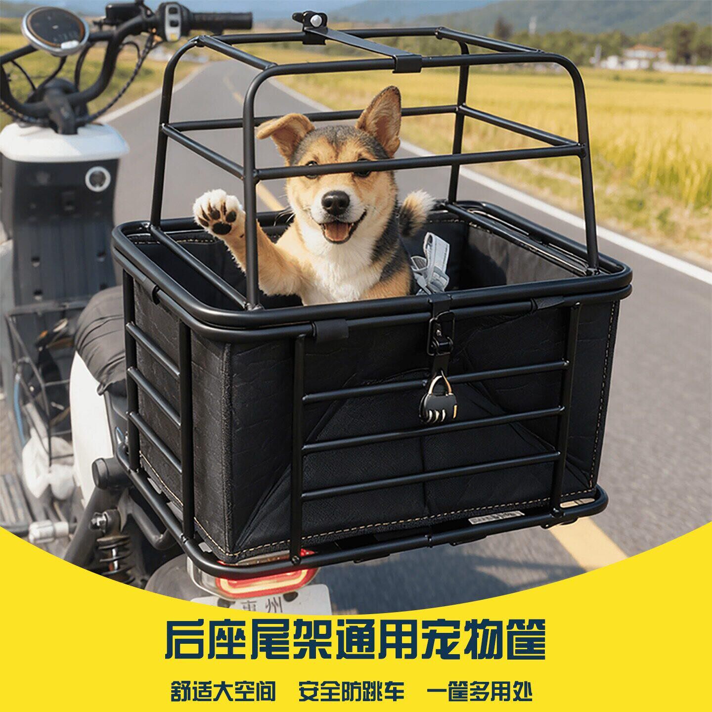 电动车狗狗车筐带狗神器电动车机车宠物专用座椅自行车后座狗笼