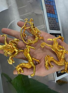复古锌合金鎏金迷你四大神兽 金属工艺品 文创市集古玩老物件摆件
