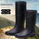 钓鱼水鞋 高筒劳保防水防滑胶鞋 中筒工地耐磨长筒雨靴 男款 雨鞋