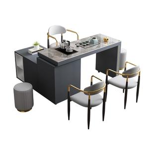 旋转岩板茶台轻奢移动旋转一体桌椅组合阳台泡茶2025新款 现代简约