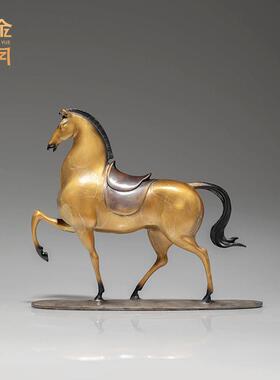 《马上金安》铜金岁月黄铜马摆件送领导的礼物办公室书房桌面装饰