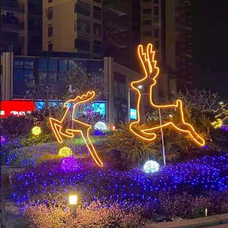 户外LED铁艺发光造型鹿仿真造型梅花鹿动物防水节日亮化装饰灯