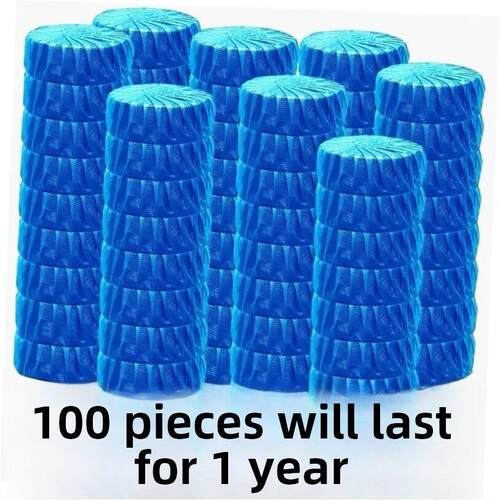 60pcs Blue Bubble Automatic Toilet Cleaner Tablet Blocks Loo