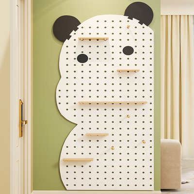 实木卡通洞洞板入户玄关墙上收纳架卧室背景墙装饰置物展示挂板子