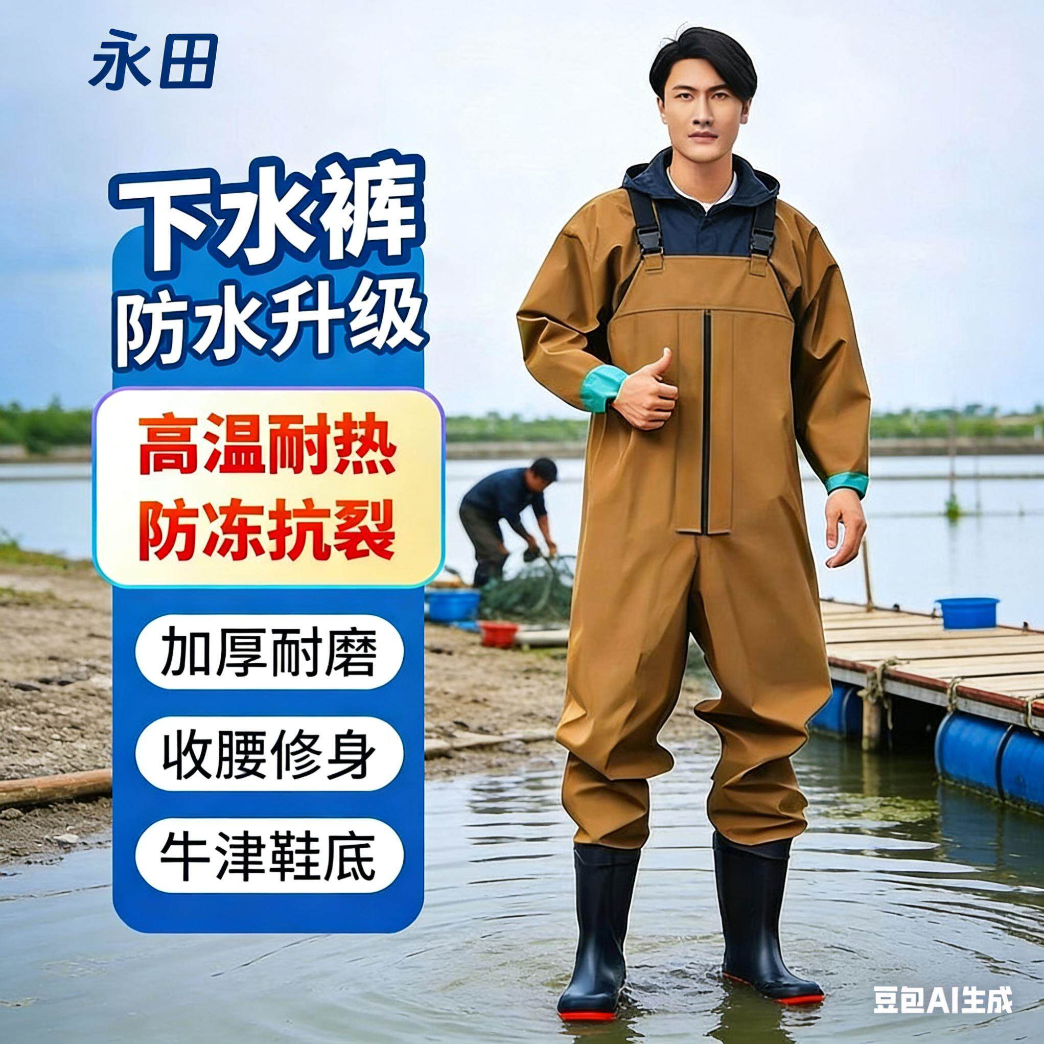 全身防水下水裤连体水库下水裤全身连体轻便款叉裤捕鱼挖藕服叉裤