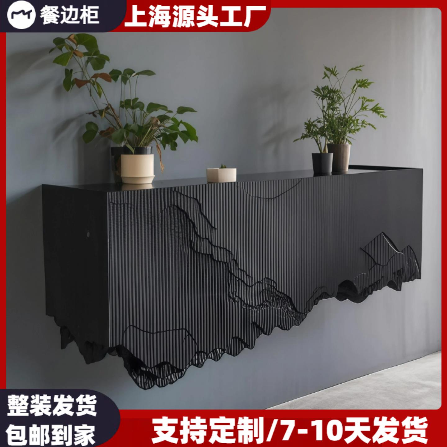 意式轻奢烤漆餐边柜简约壁挂玄关柜时尚艺术悬浮设计师收纳储物柜