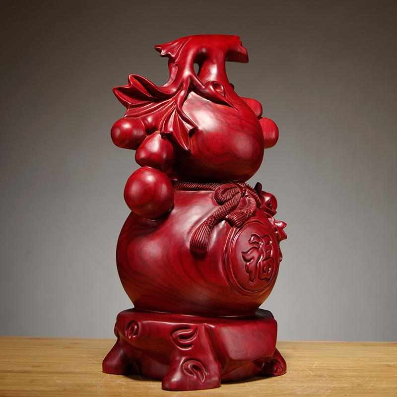 红花梨植物实木质雕刻葫芦摆件大号客厅家居玄关装饰品红木工艺品