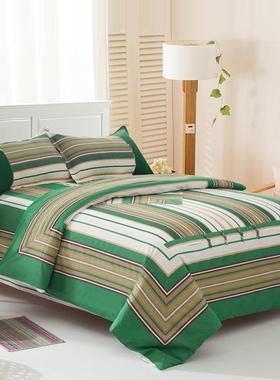 高档旧粗布四件套，纯，覆棉中国风，族古典民风，浅蓝色床单，古