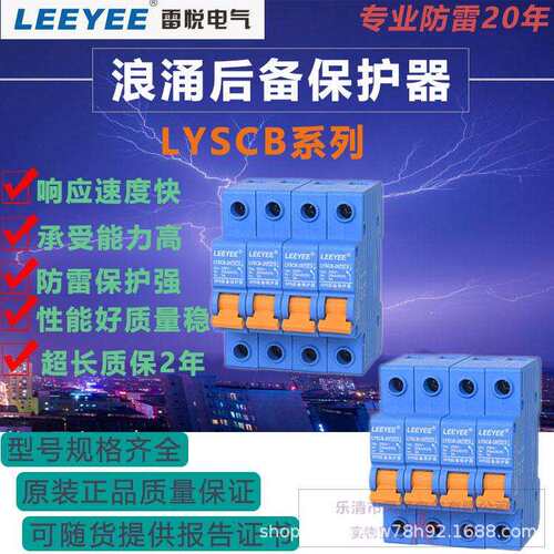 电涌浪涌后备保护器LYSCB-20/40/60/80/15KA配电箱柜避防雷器