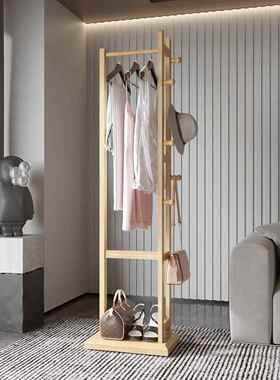 批多功能实木帽室架地简易家用创衣意衣服架HM088子简落约现代卧