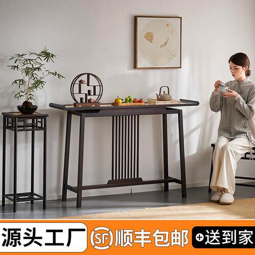 新中式条案玄关供桌禅意简约条案中堂走廊装饰条案靠墙玄关柜供桌