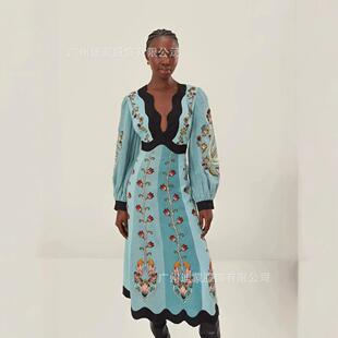 long robe with Women out printed hollowed backless