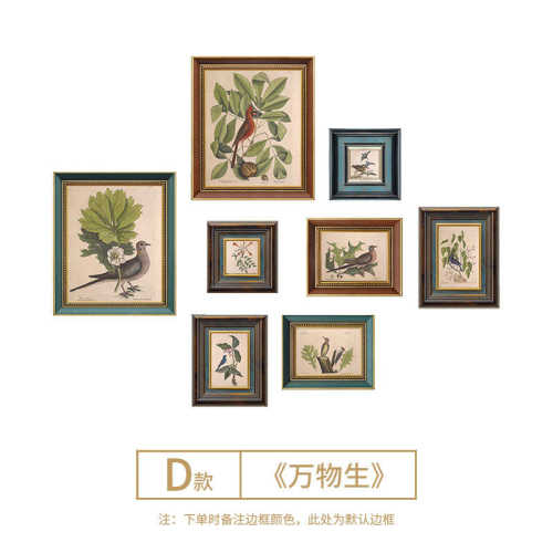 欧式简约玄关挂画照片美式装饰画客厅壁画墙实木组合复古相框餐厅