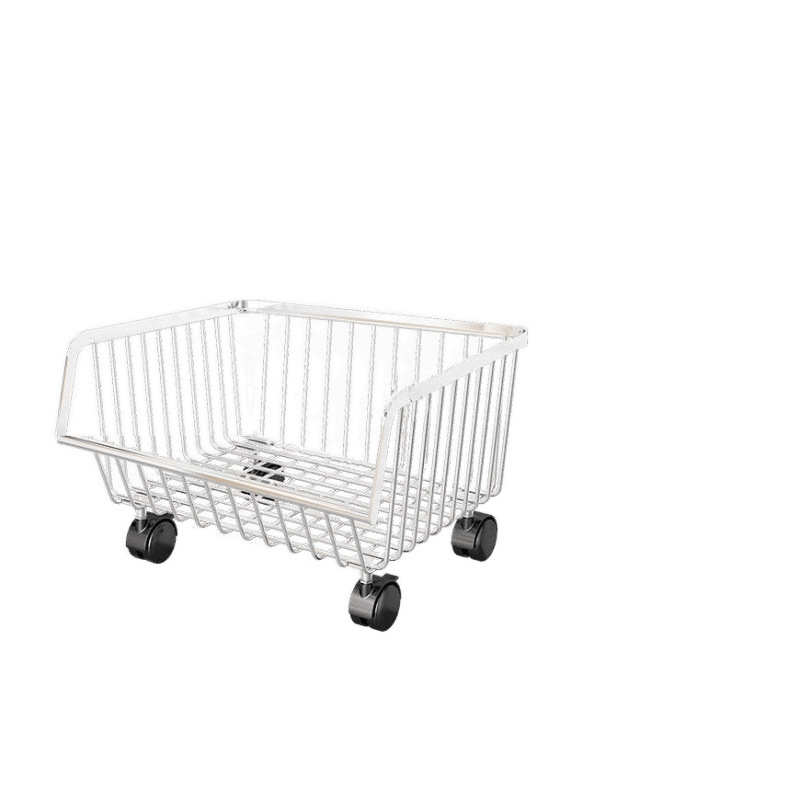 带轮收纳储物201不锈钢多层落地果蔬收纳筐厨房蔬菜篮 台面置物架