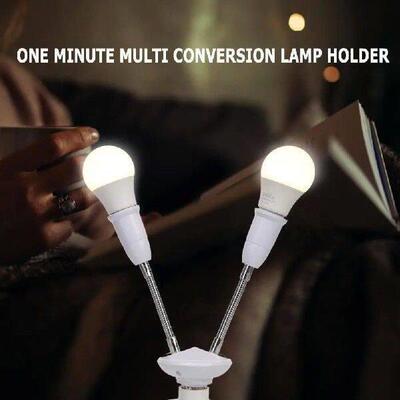 Adjustable E27 LED Lamp White Base Rotary Adapter Converter