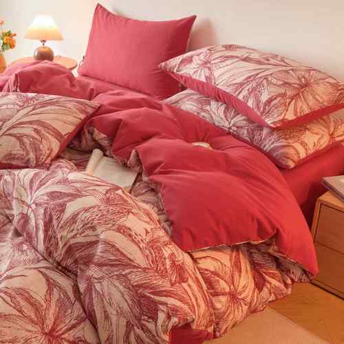 秋冬加磨厚毛纯棉四laidengk人件套全棉床上用品田套园风被宿舍床