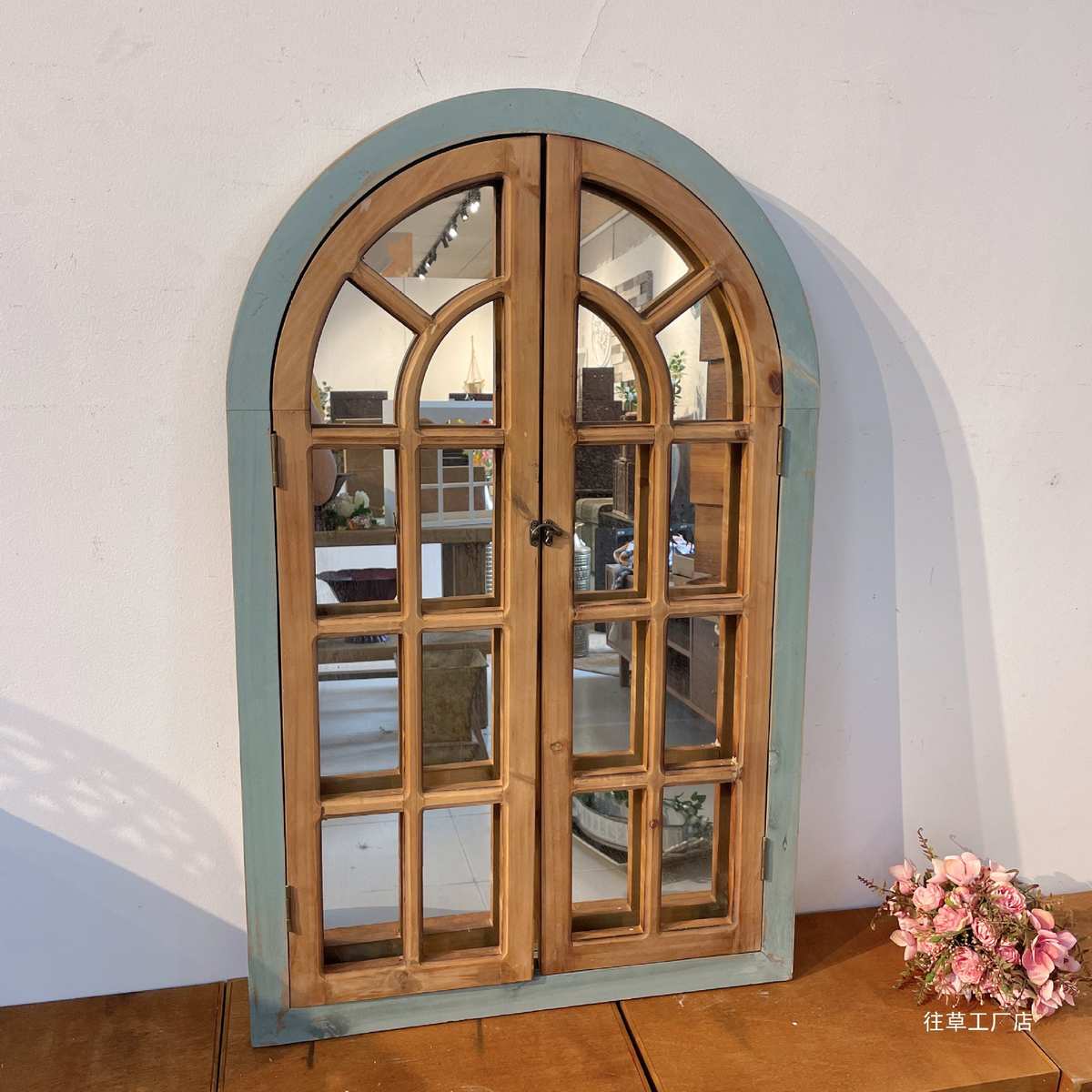 复古假窗户装饰实木窗户框花园背景墙挂件创意拍摄道具美式其他