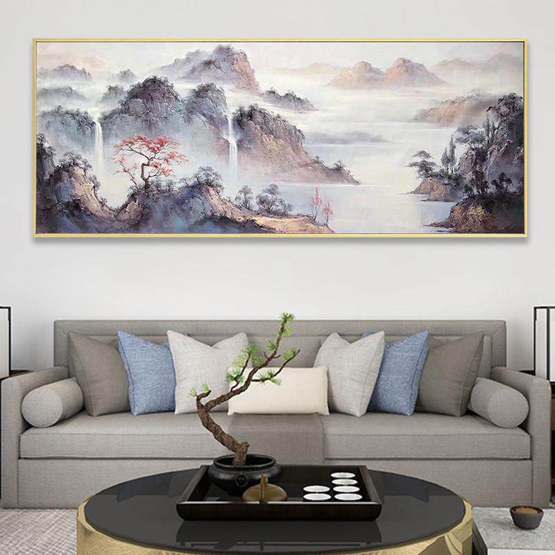 新款直销新中式钻石画满钻山水风景画横版客厅新款5d砖石画点钻十