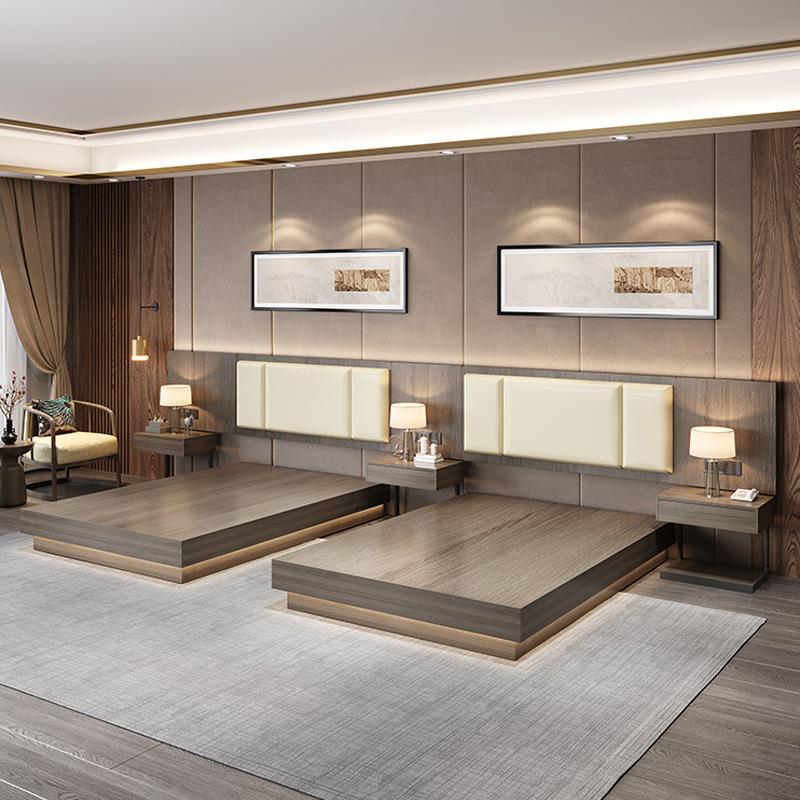 酒店家具标间全套宾馆床简约现代家具标间双床单间民宿单双人大床