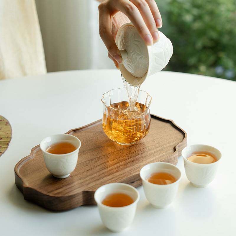 定窑黄玉兰二才盖碗家用陶瓷手抓碗泡茶杯茶碗带盖功夫茶具套装