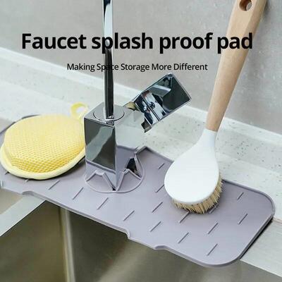 1PC Grey 37X14CM Kitchen Faucet Absorbent Mat Sink Splash Gu