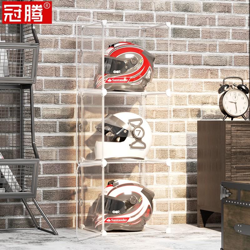 摩托车头盔架透明展示架大型落地陈列架多层机车盔分层摆放展示柜