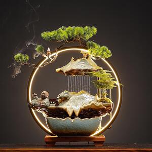 创意招财流水摆件家居玄关客厅桌面办公室循环水喷泉开业乔迁礼品