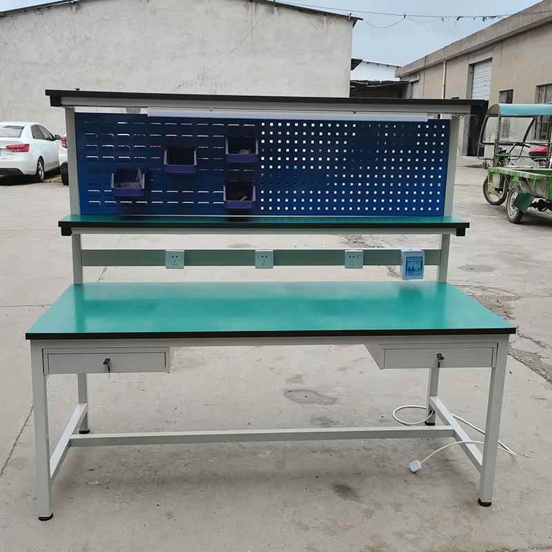防静工作台厂打包桌车抽间电工工作台装配台带屉挂板001工具桌