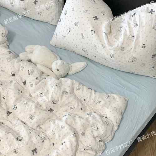 a类母婴级双层纱纯棉被套单件150x200x230全棉被罩纱布四件套双人