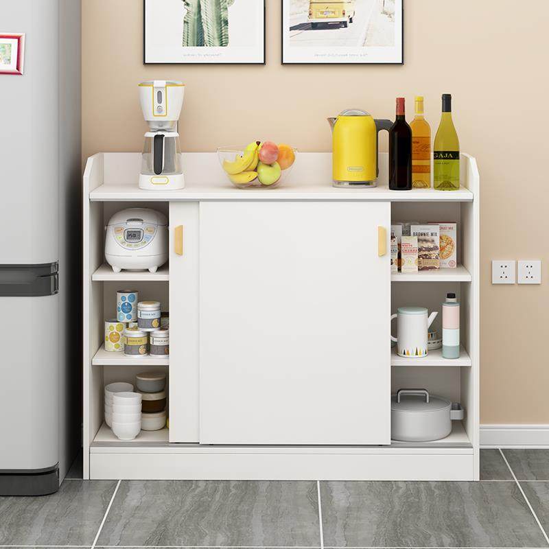 麦比梵推拉门餐边柜实木厨房多功能储物柜子餐柜碗柜酒柜茶水柜现代简