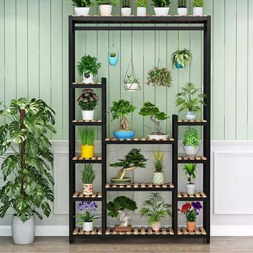 花店花架铁艺家用多层室内阳台置物架客厅隔断落地式绿萝花盆简约