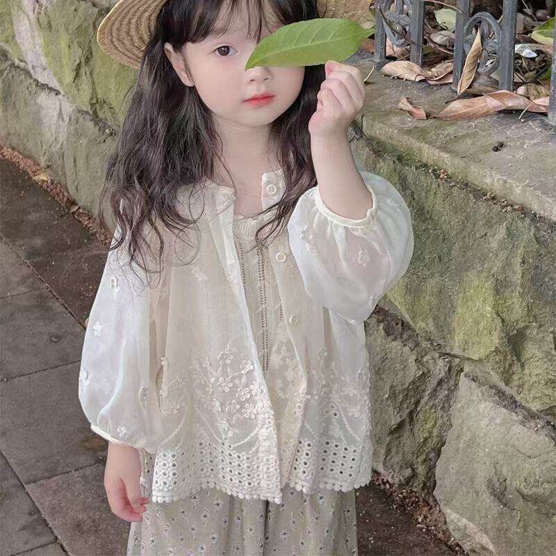 儿童户外出游防晒衣女童法式防晒衣夏季女宝宝防晒服森系夏装时髦