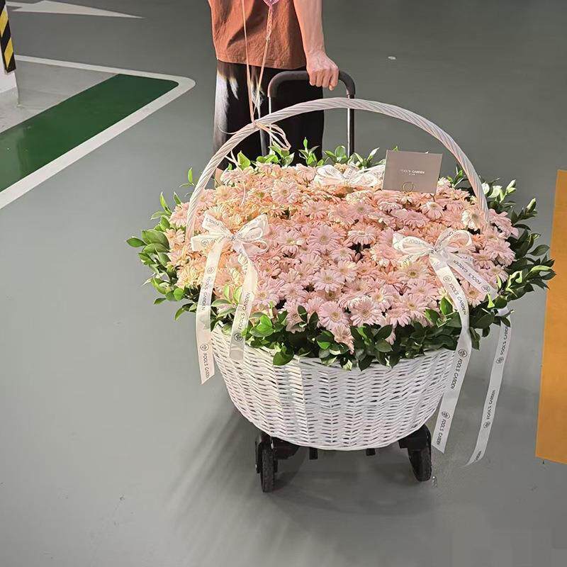 超034100大篮藤编型浪漫鲜花束篮巨子柳花编DIY精美编织花艺插花