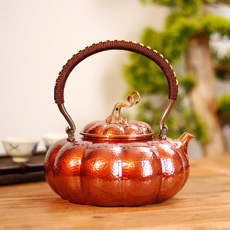 裕隆全南瓜型纯紫铜壶纯手工一张打高端茶具烧水壶煮茶壶功夫茶器